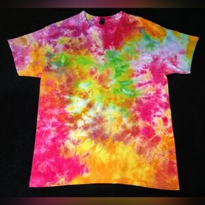 Bright Multicolor Ice Dye Tie Dye T Shirt ~ Sz L